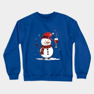Snowman with wine Crewneck Sweatshirt
